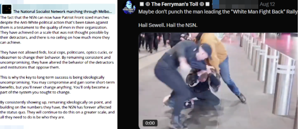 Social media posts by neo-Nazi group Nationalist 13
